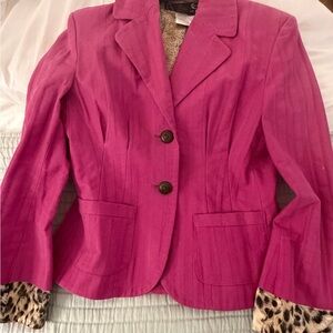 Roberto Cavalli Fuchsia Blazer with Animal Print Accents